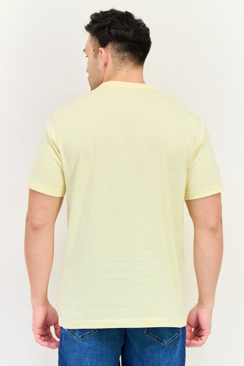 Celio Men Crew Neck Short Sleeve Solid T Shirt, Yellow - Image 2